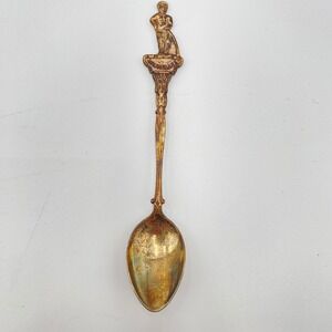 Souvenir Spoon Manneken Pis Brussels Belgium Collectible Vintage Silver‎ Plated